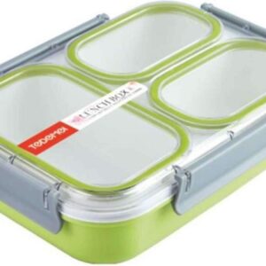 Tuelip Plastic Grid Lunch Box With 3 in 1 Slots Leak Proof Durable Green (1.35 LTR) 3 Containers Lunch Box (1350 ml)/টিউলিপ প্লাস্টিকের গ্রিড লাঞ্চ বক্স 3 ইন 1 স্লট সহ লিক প্রুফ টেকসই সবুজ (1.35 ltr) 3 কনটেইনার লাঞ্চ বক্স (1350 ml)