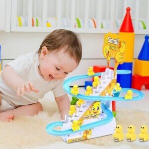 9 Piece Nextake Duck Slide Toys Set Products Fun Automatic Stairs-Climming Duckling Cartoon Race Track Small Beautiful Pongwin Slide Toys Lights (100% Original China)