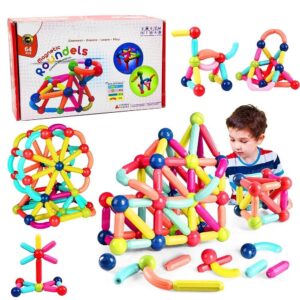 Magnetic Bar Blocks (16, 25, 36, 42,48, 64 Pieces), Educational Magnetic Building Blocks, STEM Stacking Construction Sticks Games Toys for Age 3+ Kids Toddlers Boys Girls
